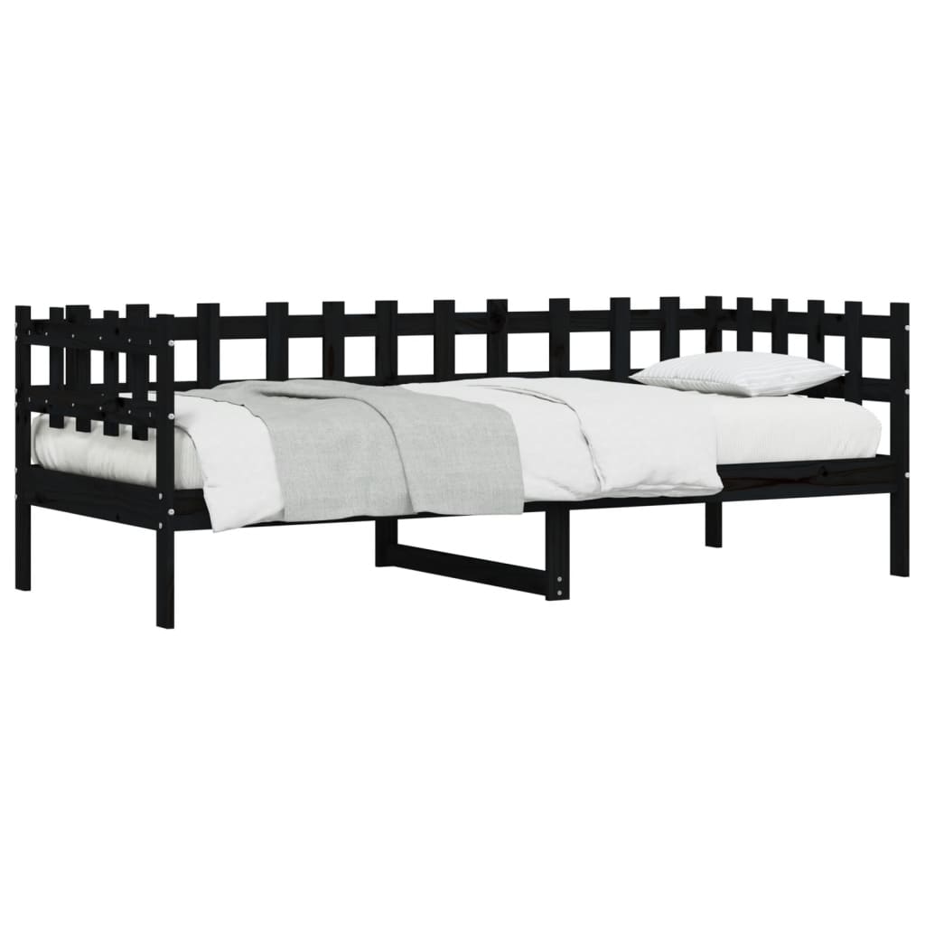 Sofá-cama 90 x 200 cm madeira de pinho maciça preto