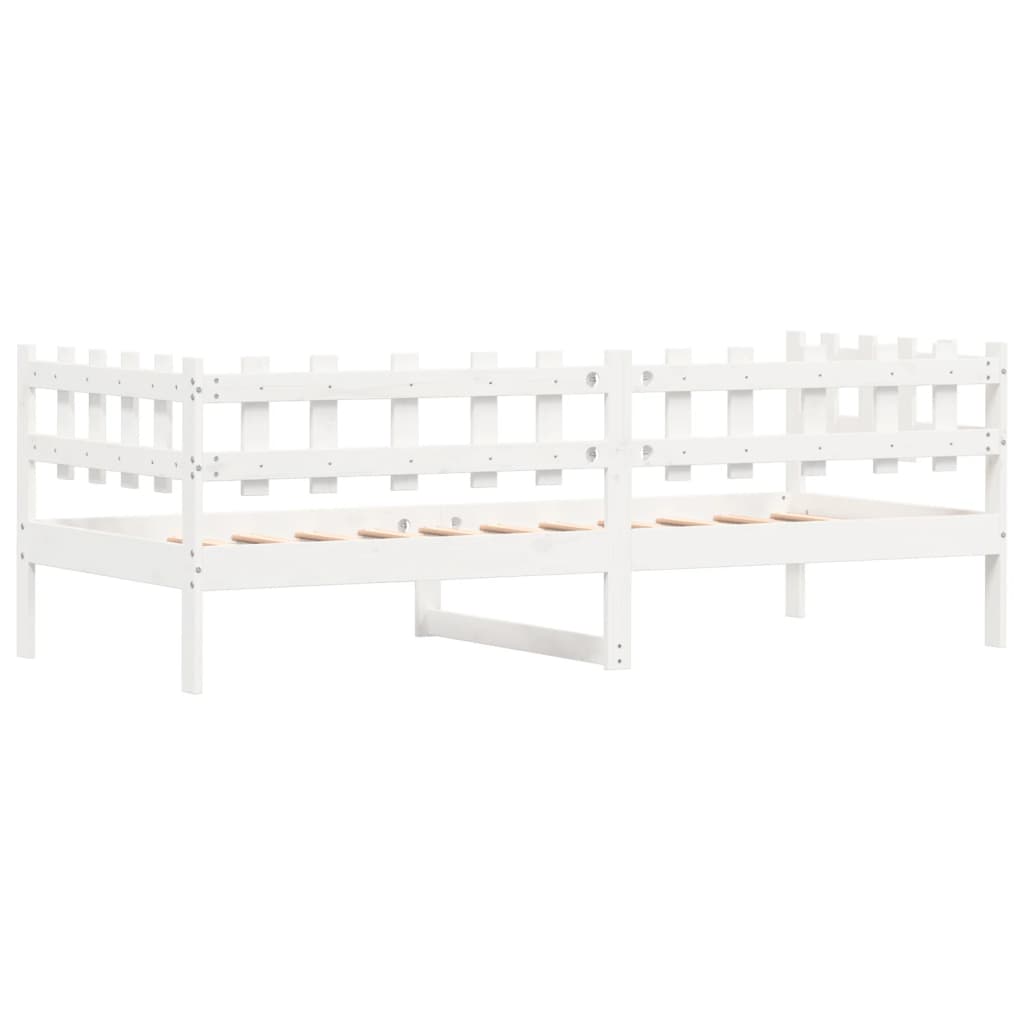 Sofá-cama 90x190 cm madeira de pinho maciça branco