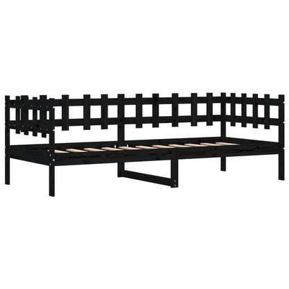 Sofá-cama 90x190 cm madeira de pinho maciça preto