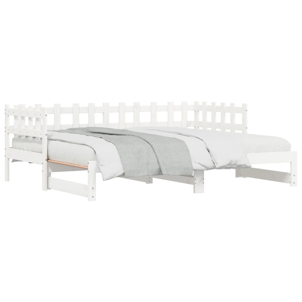 Sofá-cama de puxar 2x(80x200) cm pinho maciço branco