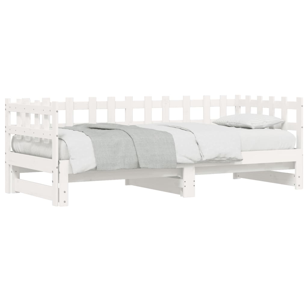 Sofá-cama de puxar 2x(80x200) cm pinho maciço branco