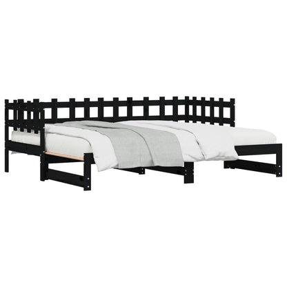 Sofá-cama de puxar 2x(80x200) cm pinho maciço preto