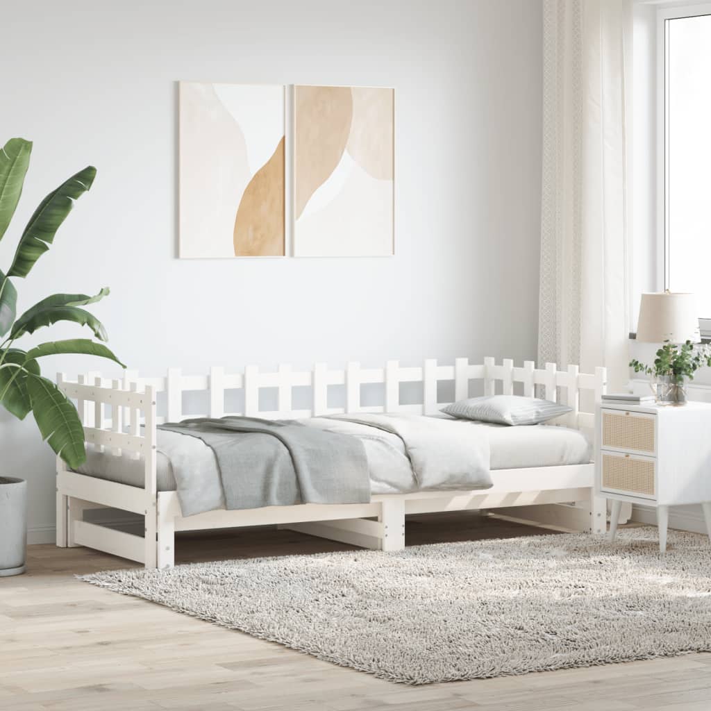 Sofá-cama de puxar 2x(90x200) cm pinho maciço branco