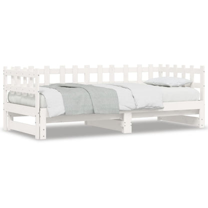 Estrutura sofá-cama de puxar 2x(90x190) cm pinho maciço branco