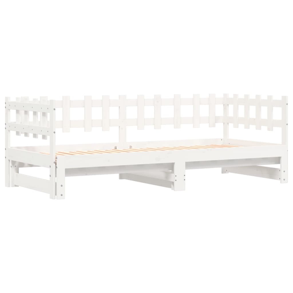 Estrutura sofá-cama de puxar 2x(90x190) cm pinho maciço branco