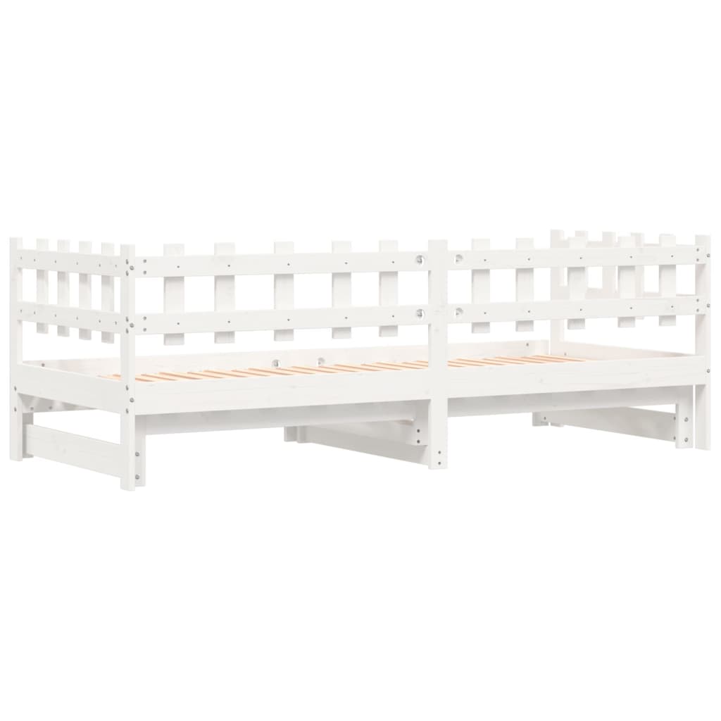 Estrutura sofá-cama de puxar 2x(90x190) cm pinho maciço branco