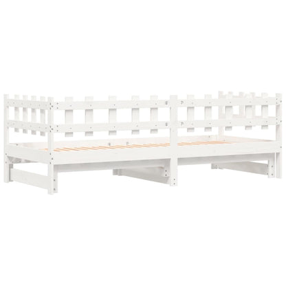 Estrutura sofá-cama de puxar 2x(90x190) cm pinho maciço branco