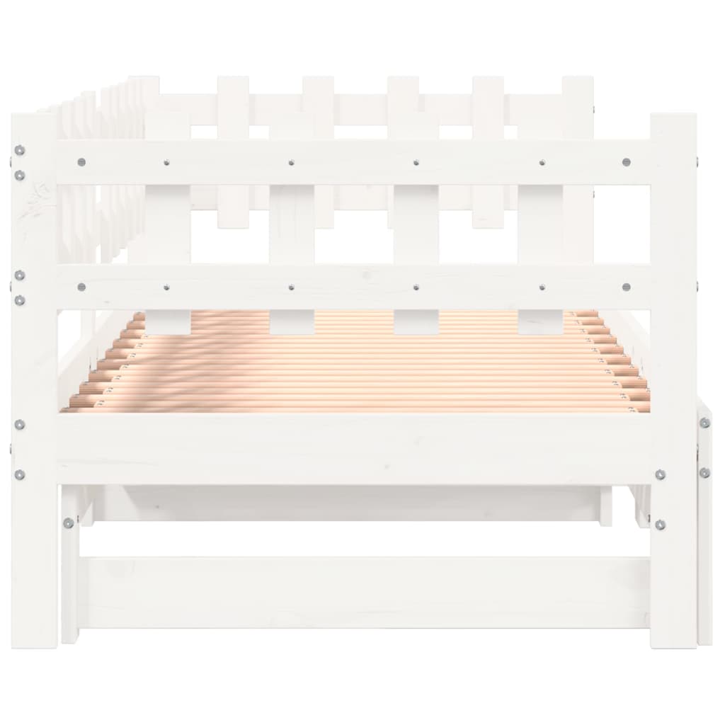 Estrutura sofá-cama de puxar 2x(90x190) cm pinho maciço branco