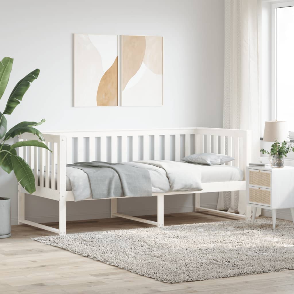 Sofá-cama 90x190 cm madeira de pinho maciça branco