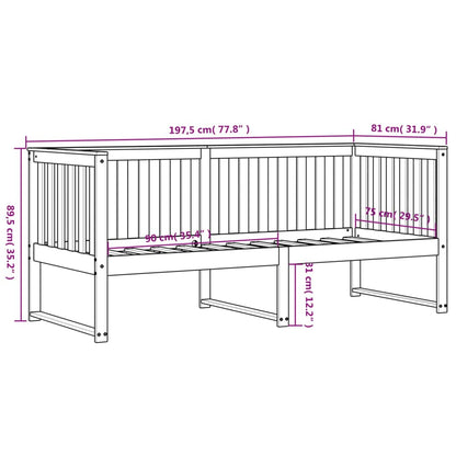 Sofá-cama 75x190 cm madeira de pinho maciça branco