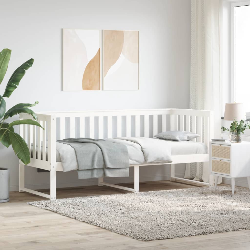 Sofá-cama 75x190 cm madeira de pinho maciça branco