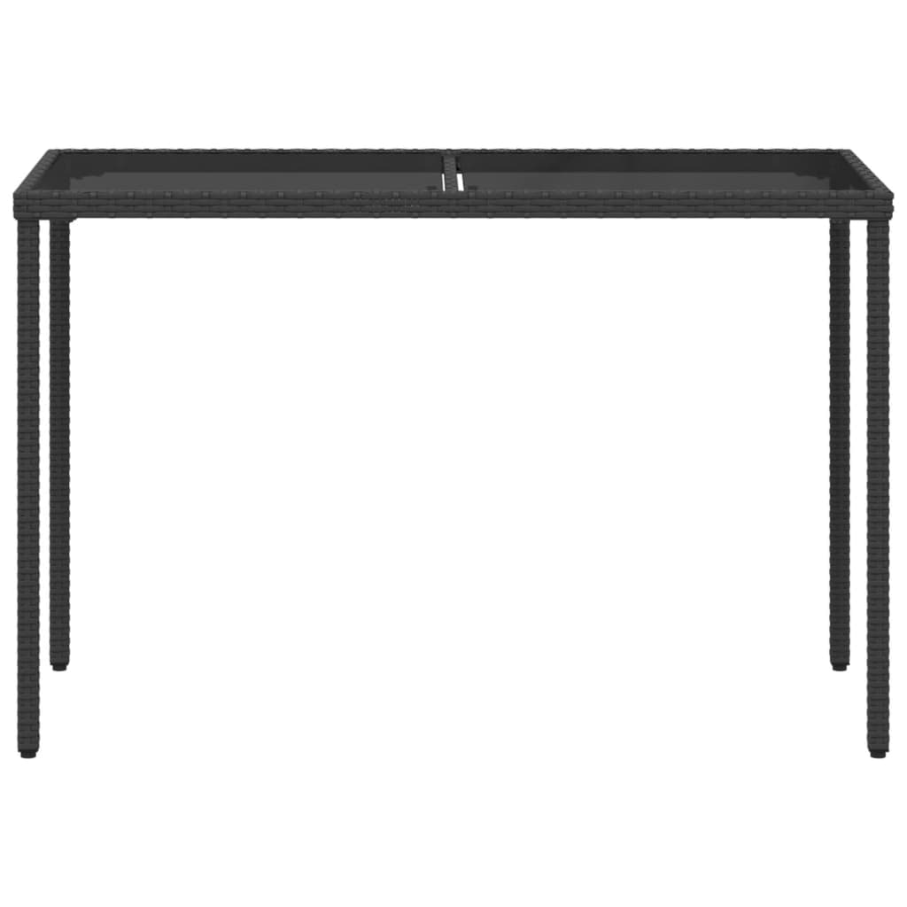 Mesa de jardim com tampo de vidro 115x54x74 cm vime PE preto