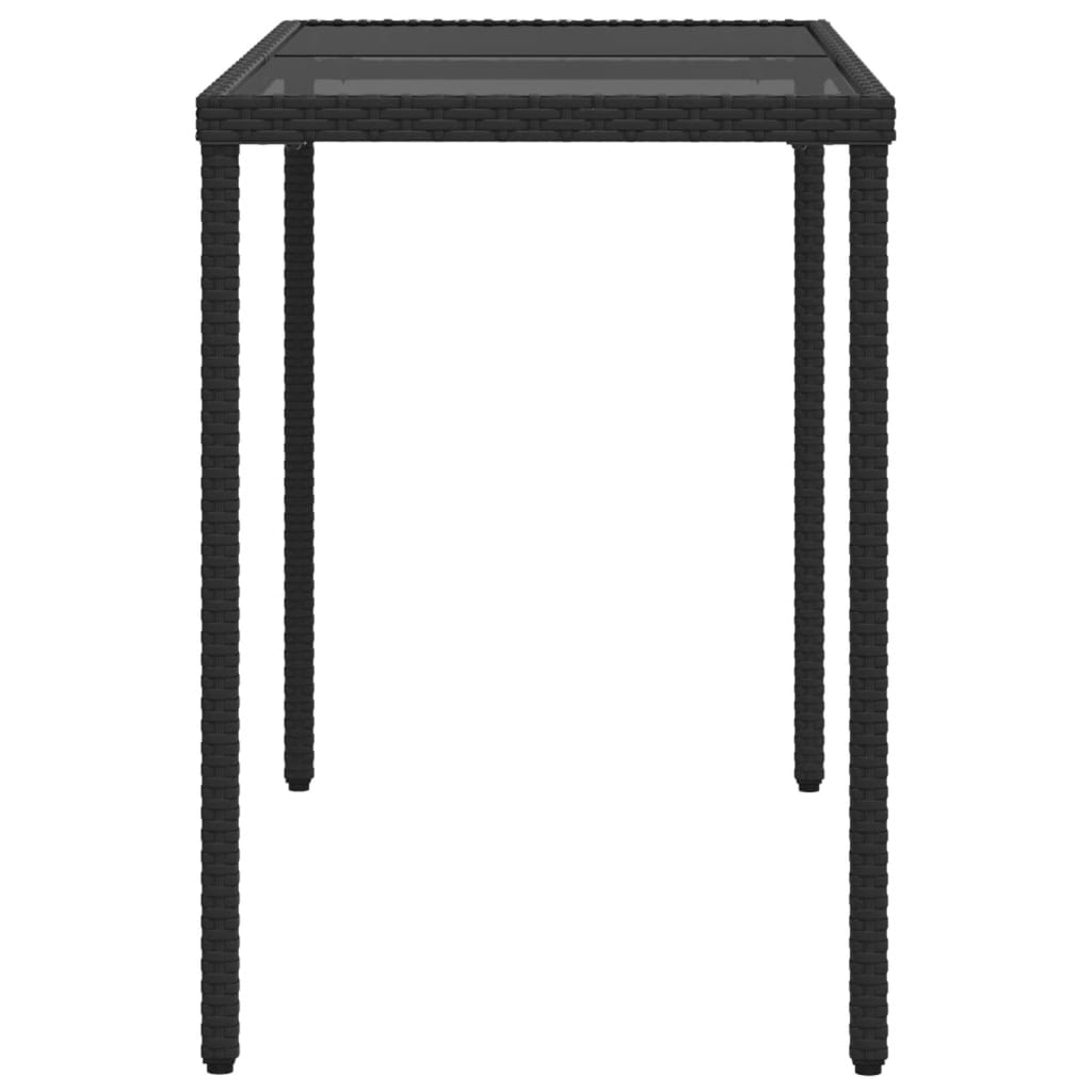 Mesa de jardim com tampo de vidro 115x54x74 cm vime PE preto