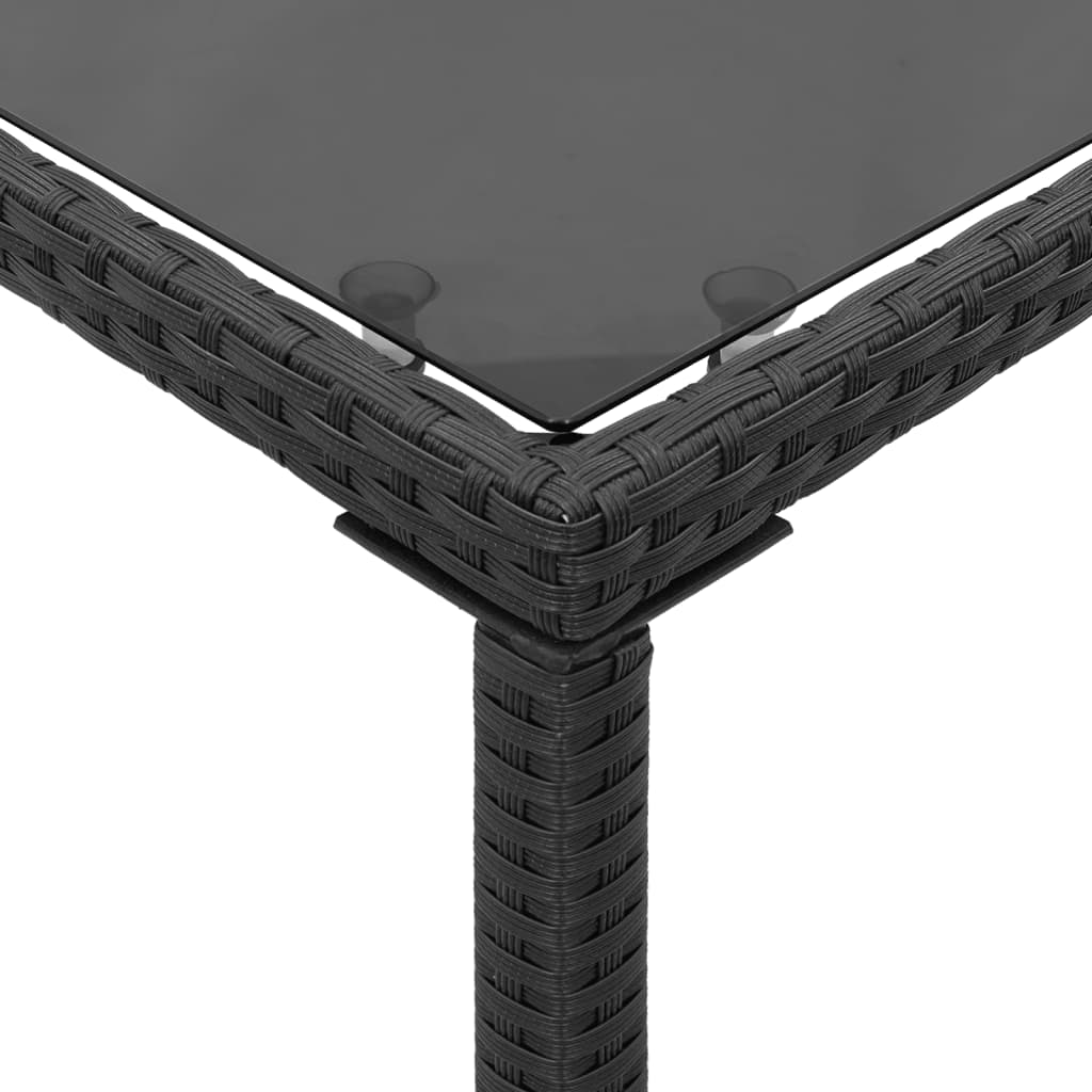 Mesa de jardim com tampo de vidro 115x54x74 cm vime PE preto