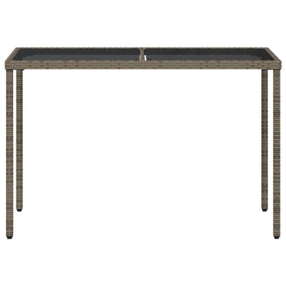 Mesa de jardim com tampo de vidro 115x54x74 cm vime PE cinza