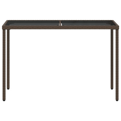 Mesa de jardim com tampo de vidro 115x54x74 cm vime PE castanho