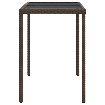 Mesa de jardim com tampo de vidro 115x54x74 cm vime PE castanho