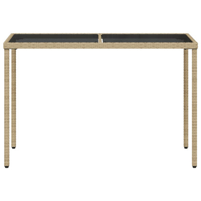 Mesa de jardim com tampo de vidro 115x54x74 cm vime PE bege