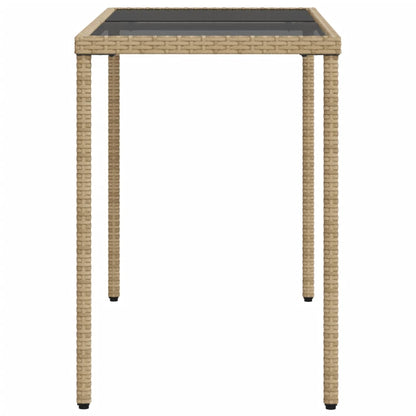 Mesa de jardim com tampo de vidro 115x54x74 cm vime PE bege