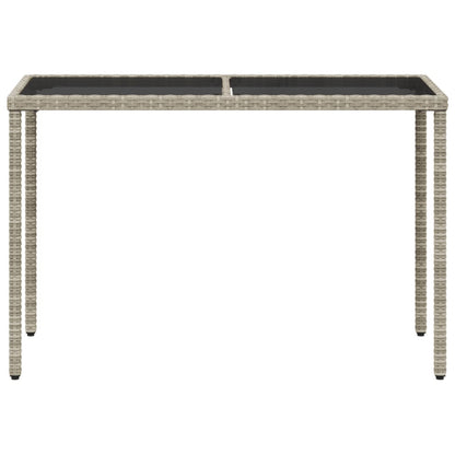 Mesa jardim c/ tampo de vidro 115x54x74 cm vime PE cinza-claro