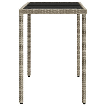 Mesa jardim c/ tampo de vidro 115x54x74 cm vime PE cinza-claro