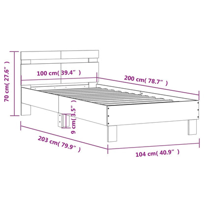 Estrutura cama c/ cabeceira 100x200 cm derivados madeira preto