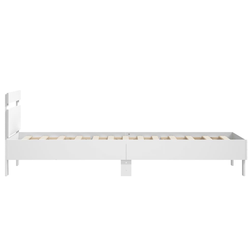 Estrutura de cama c/ cabeceira 90x190 cm deriv. madeira branco