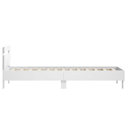 Estrutura de cama c/ cabeceira 90x190 cm deriv. madeira branco