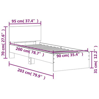 Estrutura cama c/ cabeceira 90x200 cm derivados madeira branco