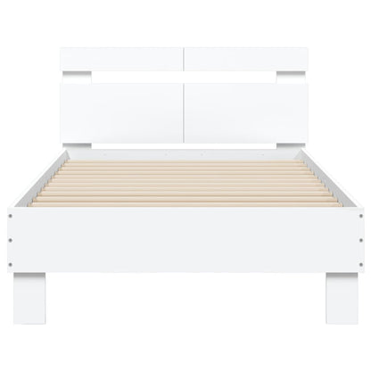 Estrutura de cama com cabeceira e luzes LED 100x200 cm branco