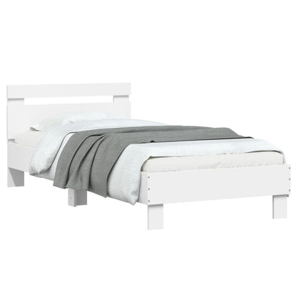 Estrutura de cama com cabeceira e luzes LED 90x200 cm branco