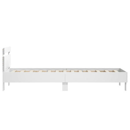 Estrutura de cama com cabeceira e luzes LED 75x190 cm branco