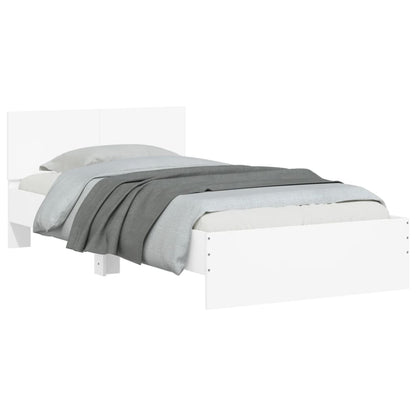 Estrutura de cama com cabeceira e luzes LED 100x200 cm branco