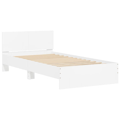 Estrutura de cama com cabeceira e luzes LED 100x200 cm branco