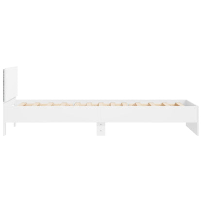 Estrutura de cama com cabeceira e luzes LED 100x200 cm branco