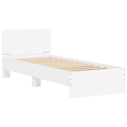 Estrutura de cama c/ cabeceira e luzes LED 90x190 cm branco