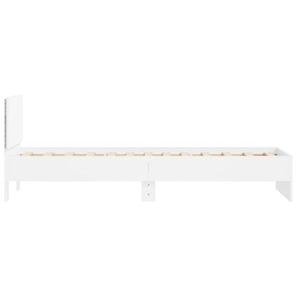 Estrutura de cama c/ cabeceira e luzes LED 90x190 cm branco