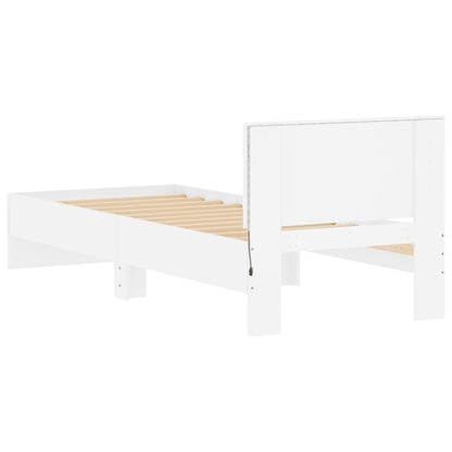 Estrutura de cama c/ cabeceira e luzes LED 90x190 cm branco