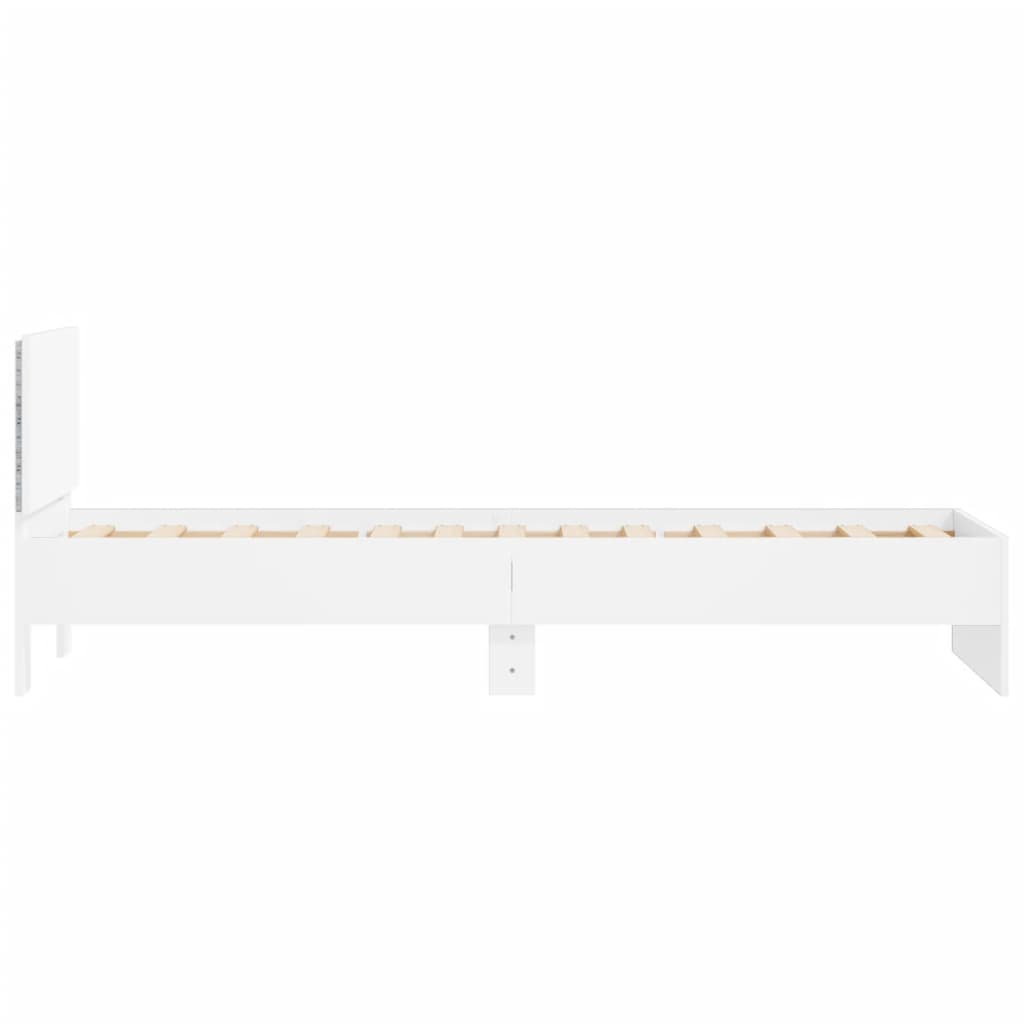 Estrutura de cama com cabeceira e luzes LED 75x190 cm branco