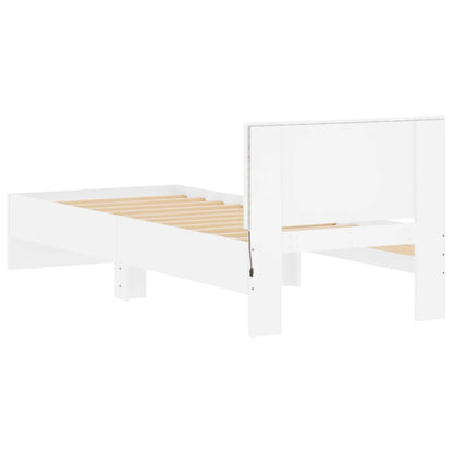 Estrutura de cama com cabeceira e luzes LED 75x190 cm branco