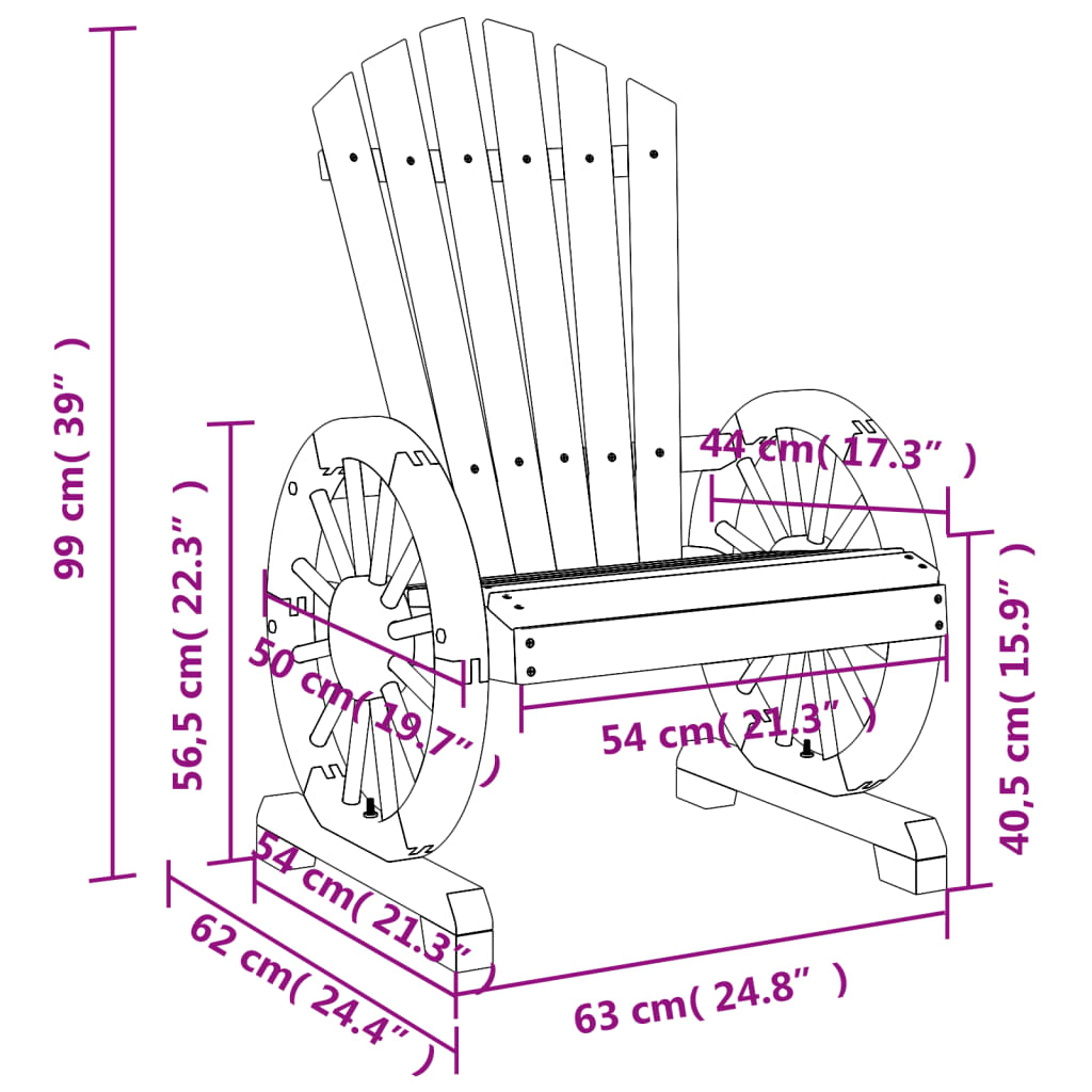 Cadeira Adirondack para jardim madeira de abeto maciça