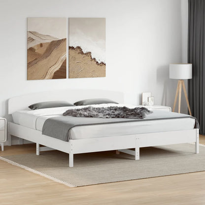 Estrutura de cama com cabeceira 200x200 cm pinho maciço branco