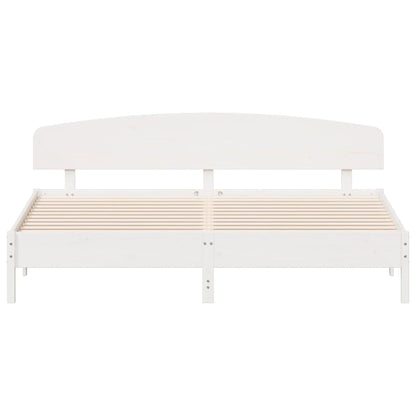 Estrutura de cama com cabeceira 200x200 cm pinho maciço branco