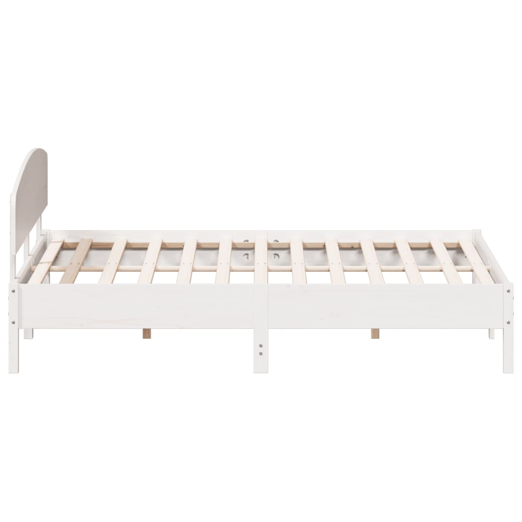 Estrutura de cama com cabeceira 200x200 cm pinho maciço branco