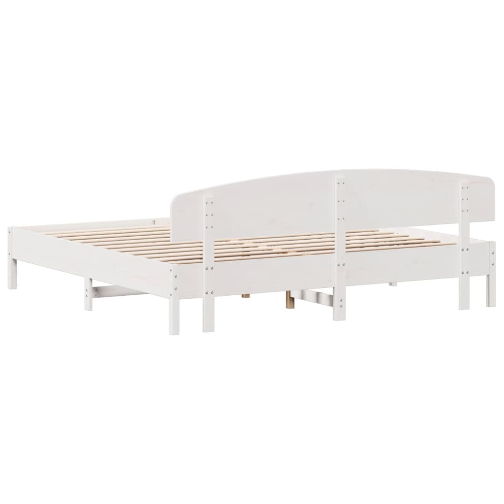 Estrutura de cama com cabeceira 200x200 cm pinho maciço branco