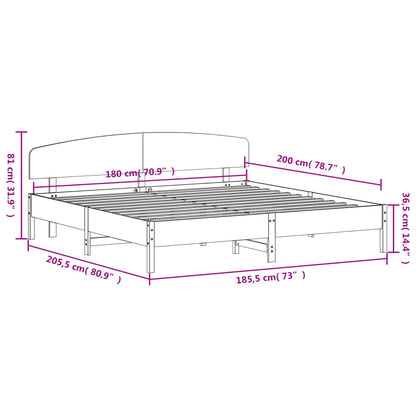 Estrutura de cama com cabeceira 180x200 cm pinho maciço