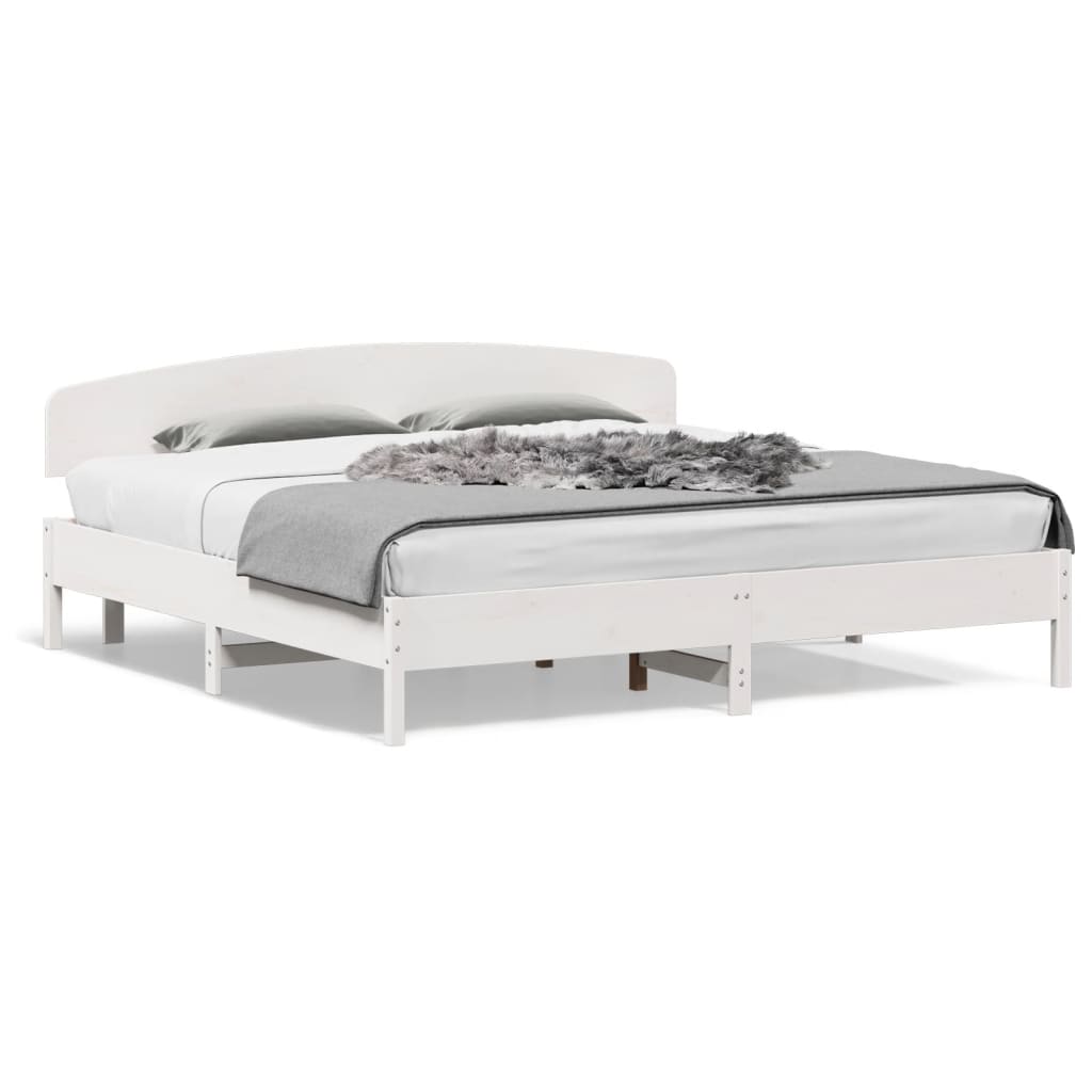 Estrutura de cama com cabeceira 180x200cm pinho maciço branco