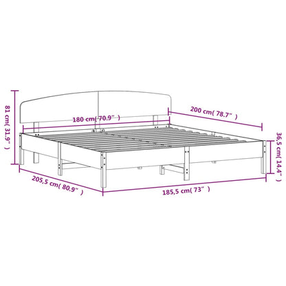 Estrutura cama c/ cabeceira 180x200cm pinho maciço castanho-mel