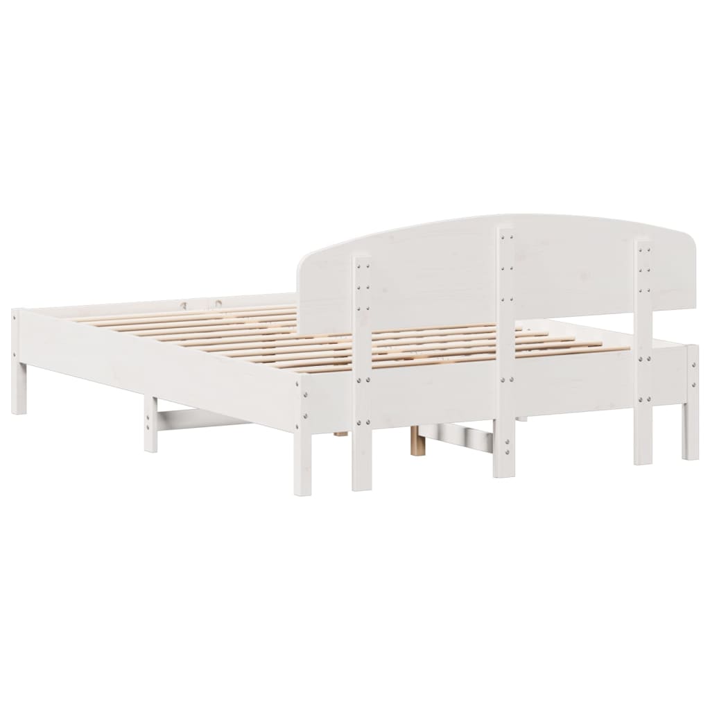 Estrutura de cama c/ cabeceira 150x200 cm pinho maciço branco