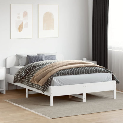 Estrutura de cama com cabeceira 140x200 cm pinho maciço branco